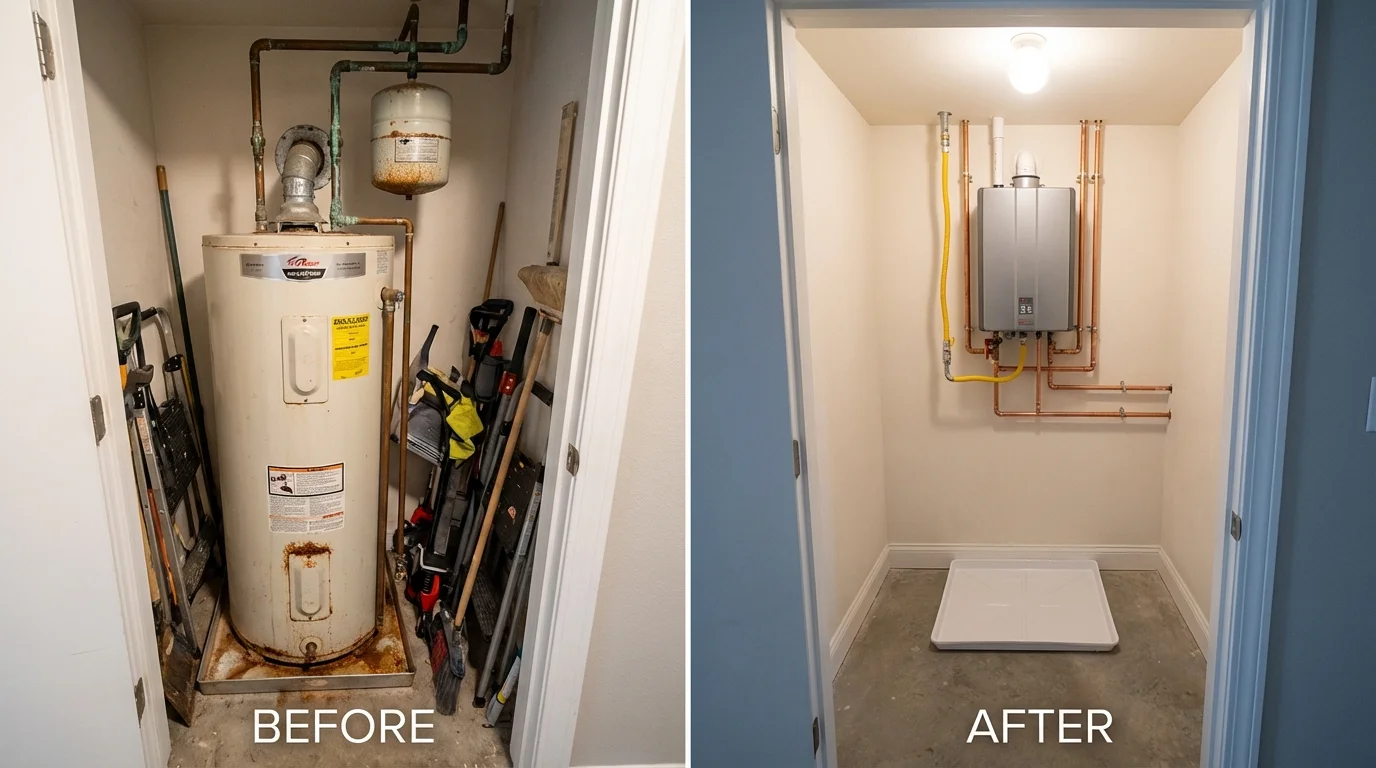 Tank water heater versus wall-mounted tankless unit comparison for Jackson, TN homeowners
